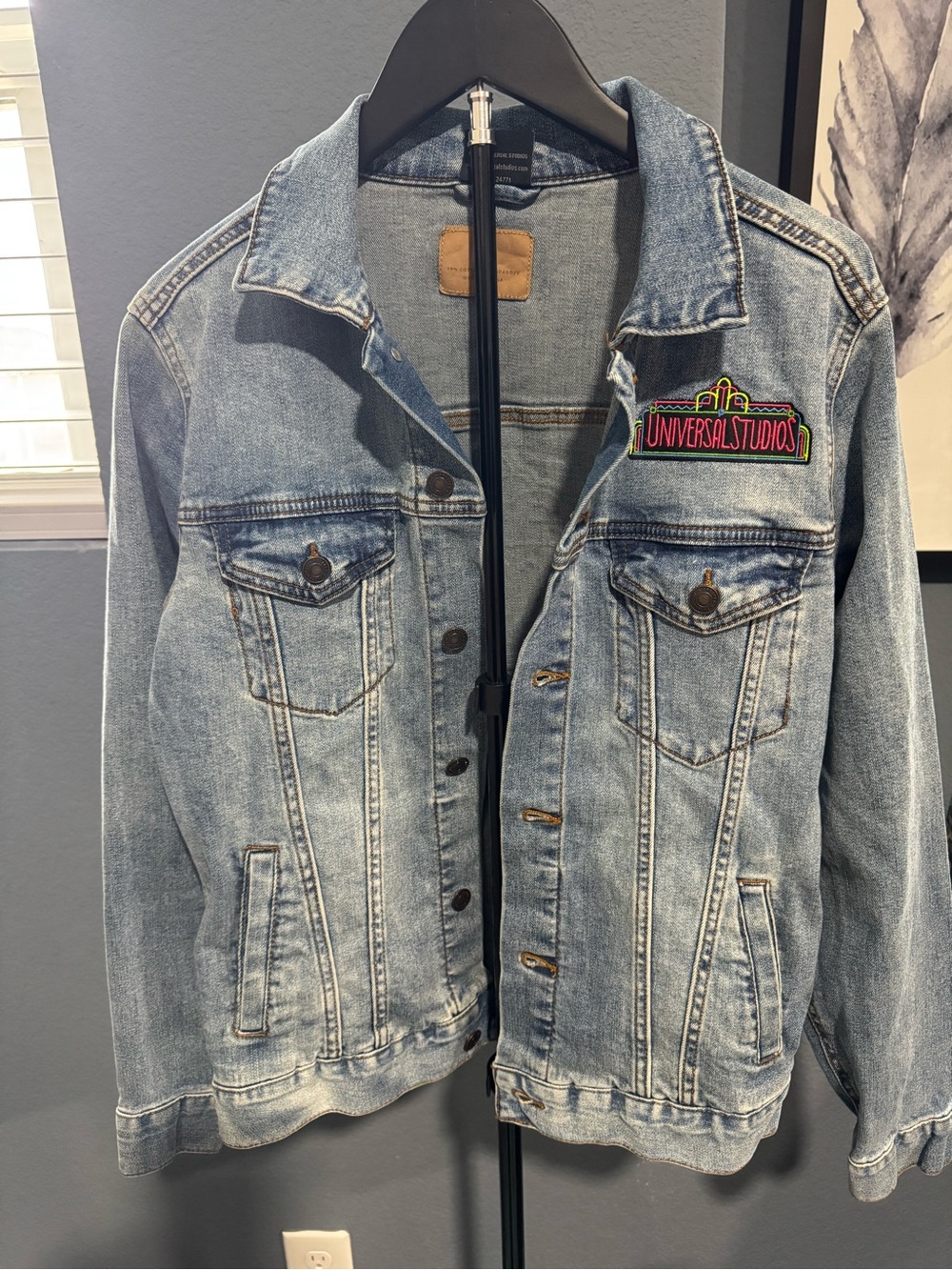 Universal Studios Neon Logo Light Wash Denim Jean Jacket - Picture 6 of 7